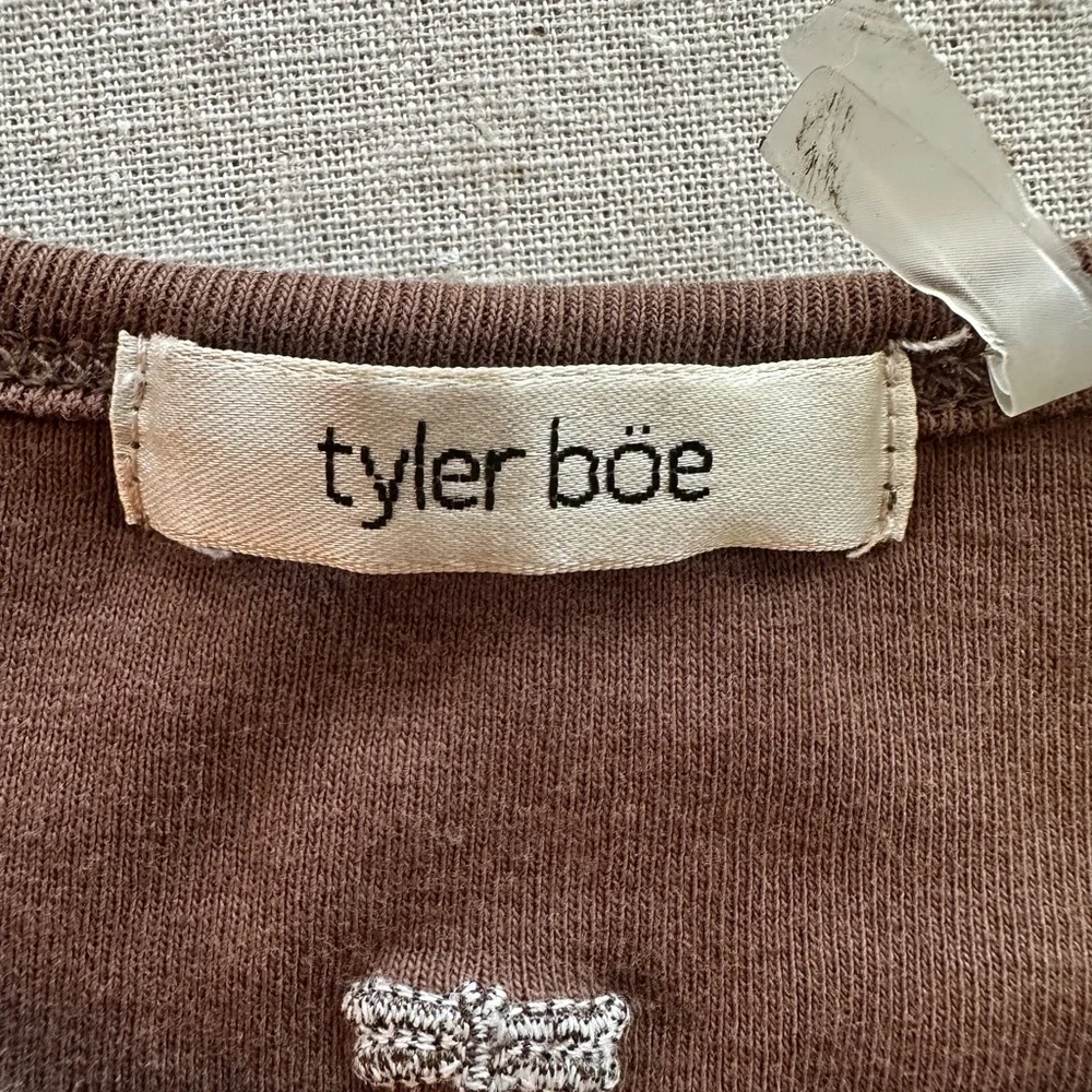 Tyler Boe Chocolate Brown Crewneck Top 3/4 Sleeves Size M Cotton #CBK minimalist - Picture 4 of 7